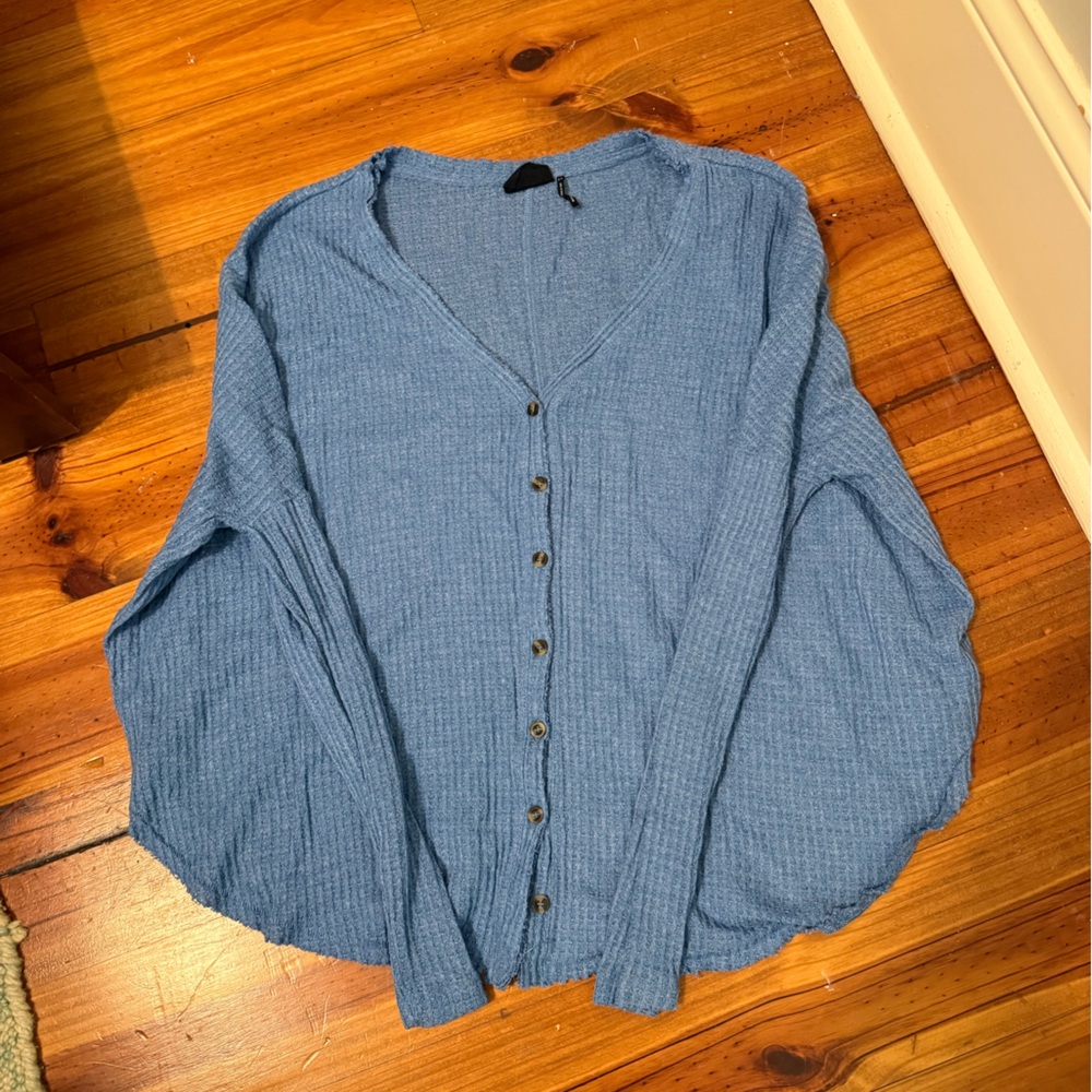 Urban Outfitters Out From Under Oversized Waffle Knit Button Up Shirt